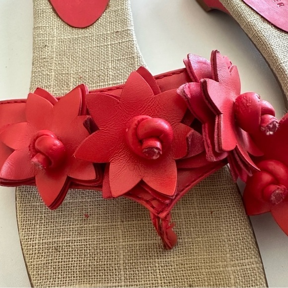 Etienne Aigner Kitten Heeled Sandals Women's 7 Red Floral Summer Boho - Picture 6 of 10